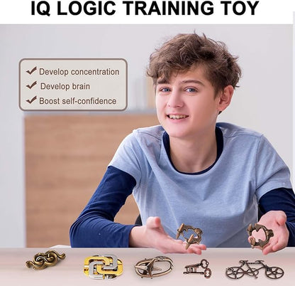 6 PCS Metal Brain Teaser Puzzles Logic Metal Puzzle for Adult Kid Toy Lock Puzzles Gift for Adults Teenagers Kids