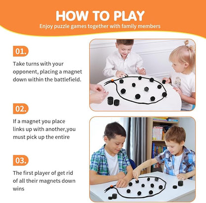 2025 New Magnetic Chess Game Set with 20 Stones & Rope – Portable Multiplayer Magnet Board Game, Fun Strategy Puzzle for Kids & Adults, Family Party Travel Cluster Game, Ideal Gift for All Ages