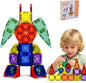 60PCS Mini Magnetic Tiles Building Blocks Set with Portable Iron Case, STEM Travel Toys for Kids Ages 3+, Educational Magnet Construction Puzzles for Boys and Girls,Toddler Puzzle Birthday Gift Toys