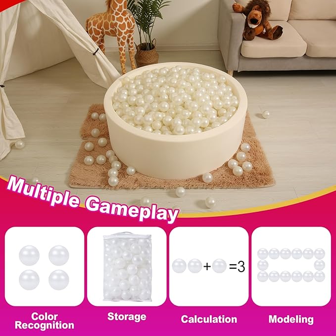 Realhaha Ball Pit Balls 50 100 200 500 Play Balls Plastic Balls for Baby Girls Toddlers Kids Play Tent Pool Playhouse Playpen Party Decoration