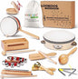 LOOIKOOS Toddler Musical Instruments Montessori Natural Wooden Percussion Instruments for Kids Preschool Educational Musical Toys Set for Boys and Girls with Storage Bag