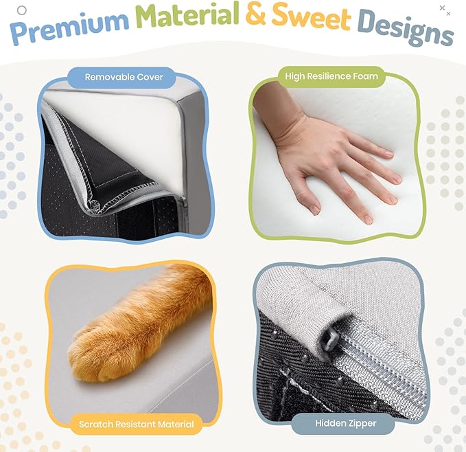 6-Piece Foam Climbing Blocks for Toddlers, Baby Climb and Crawl Soft Foam Play Set, Machine Washable Cover, Indoor Activity Play Structures, Climbing Toys for Toddlers 1-3 (Gray)