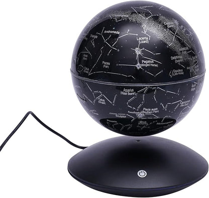 6" Magnetic Levitating Globe, 360°Rotating Geographic Globes Levitating Globes with LED Light Floating Magnetic Levitation Floating Globe for Desk Home Office Classroom Decor(Black/Single Color Light)