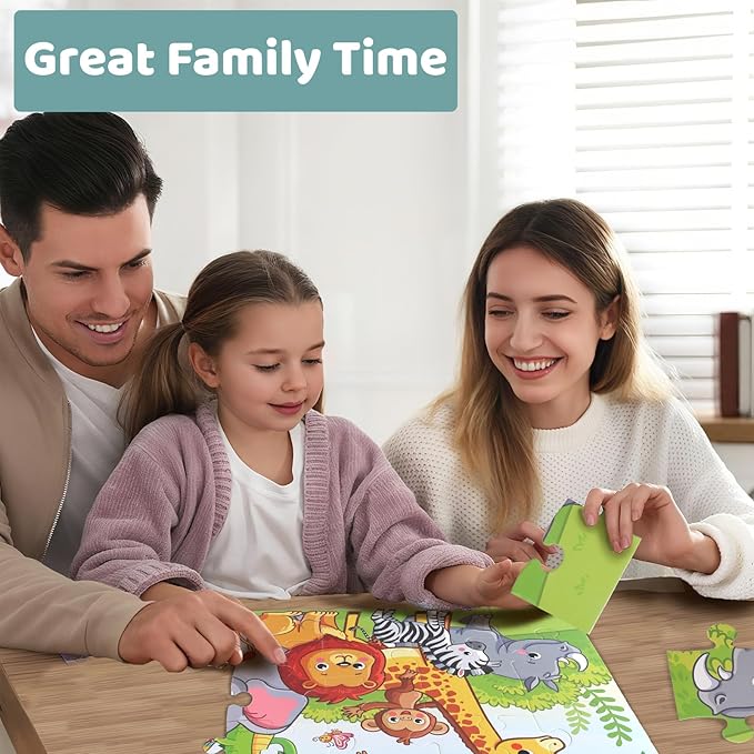 Jumbo Floor Puzzle for Kids, Large Jigsaw Puzzles 36 Piece for Kids Ages 3-5,Preschool Learning & Education Toys, Gifts for 4-8 Year Old Boys and Girls(Jungle Animals)