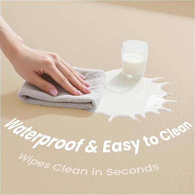 Baby Play Mat 50x50 Inches,1.3" Thick Padded Waterproof Floor Cushion & Playpen Mat with Vegan Leather,Non-Slip & Non-Toxic Nursery Rug for Infants, Toddlers & Kids(Beige)