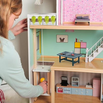 NUOBESTY Miniature Pong Table Tennis Paddle Set Doll Mini Sports Dollhouse Furniture Decoration Accessories