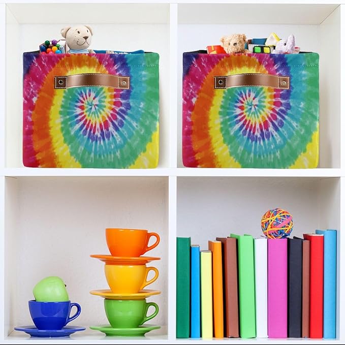 Tie-Dye Rectangular Storage Basket Organizer Bin Shelf Baskets For Clothes Gifts For Home Office Dorm