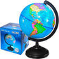 6'' Geographic World Globe,Kids Educational Globes with Stand,Decorative Rotating World Map Globes Decor,Political Globe for Child Classroom Geography Teaching,Kids Room