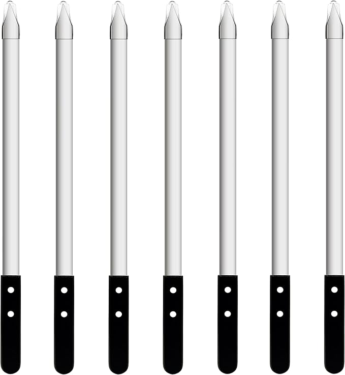 23.6 Inch Long Kabob Skewers, 0.91 Inch Wide, Stainless Steel with Black Wood Handle, 7 Pack