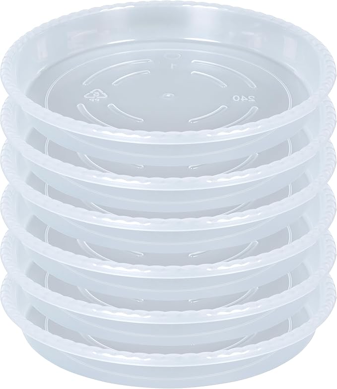 Plant Saucer 6 Pack of 10 inch, Clear Plastic Flower Plant Pot Saucer, Heavy Duty Plant Drip Trays Saucers for Indoor, Plant Water Tray for Planters