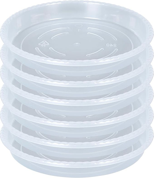 Plant Saucer 6 Pack of 14 inch, Clear Plastic Flower Plant Pot Saucer, Heavy Duty Plant Drip Trays Saucers for Indoor, Plant Water Tray for Planters
