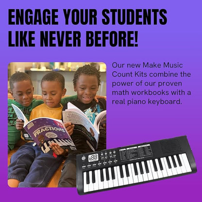 Piano Prodigy Kit - Learn Math Through Music - Addition, Subtraction, Multiplication, Division, Fractions, & Algebra Workbooks, Keyboard, Free App Access - Self-Paced & Interactive