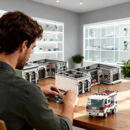 City Emergency Hospital Building Kit, MOC Street View Architecture 3 Levels Modular Buildings with 17 Figures, Construction Sets Ideas Present for Adults (4953 Pcs)