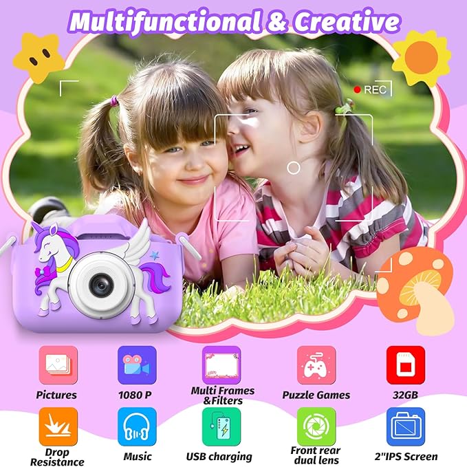 Kids Camera Toy, masterbee Children Camera Toys for Kid Age 3-12, Christmas/Birthday Gifts for Girls, 1080P HD Video Kids Digital Camera, Gift for 3 4 5 6 7 8 9 10 11 12 Year Old Girl