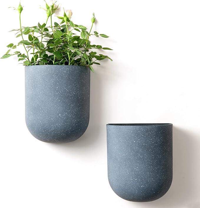 LA JOLIE MUSE Wall Hanging Planters for Indoor Plants，Hanging Flower Pots for Air Plants Succulent, Set of 2, 6 Inch, Weathered Gray