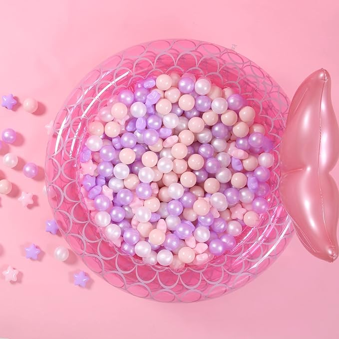 GOGOSO Pink and Purple Star Pit Balls for GirlsToddlers for Playhouse, Baby Pool, Play Ball Fun Centers, for Babies, Kids, Toddlers, Phthalate Free BPA Free