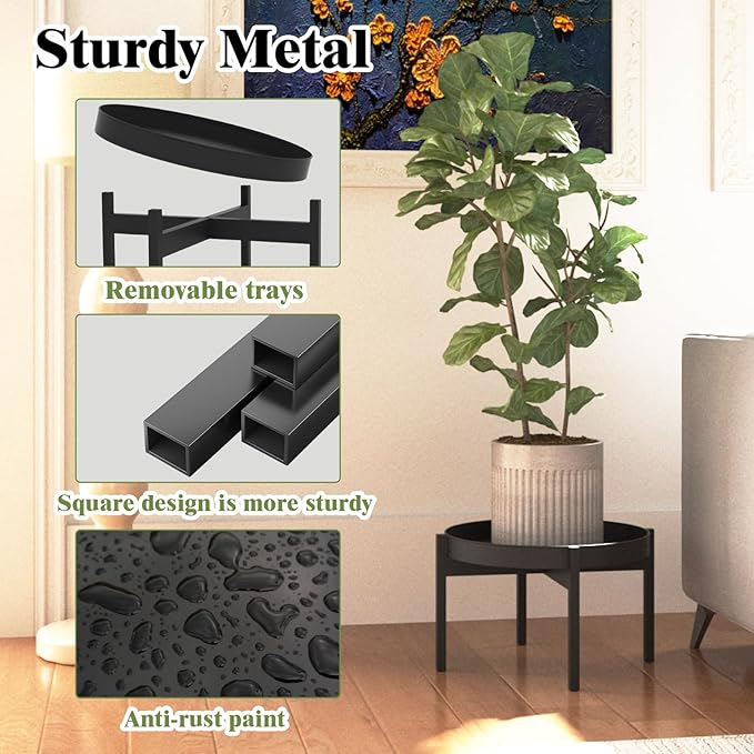 Plant Stand Indoor , 11.8" Indoor Plant Stand Stable Plant Holder Flower Pot Stands for Multiple Plant Metal Single Plant Stand Indoor Small Plant Stand for Patio Garden Decor