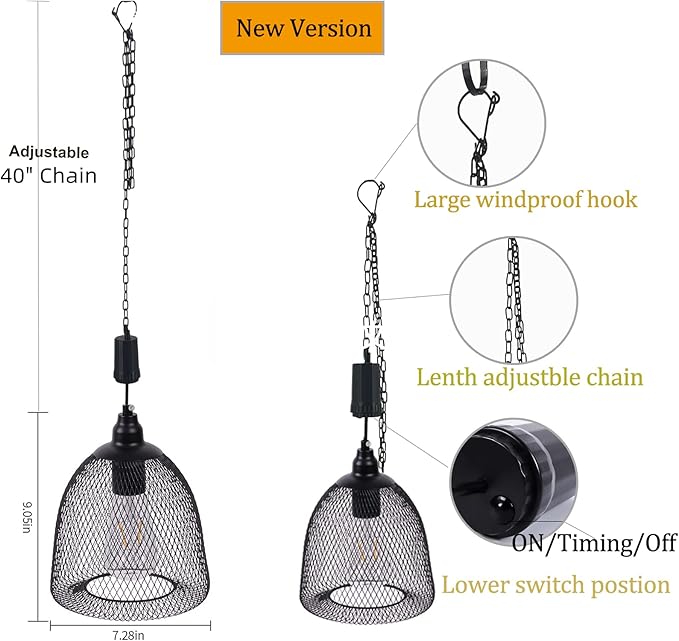Battery Operated Hanging Light with 6 Hours Timer-Outdoor Indoor Pendant Chandelier Waterproof Lamp Lantern for Gazebo Porch Garden Patio Decorative Metal Warm White Bulb