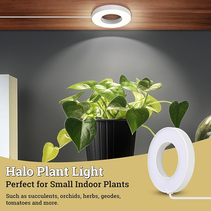 Ceiling Grow Lights for Indoor Plants, 96 LEDs Full Spectrum Halo LED Plant Light, with 3/9/12H Auto Timer Switch, 3 Colors,10 Dimming, Plant Lights for Small Plants, 2 Head
