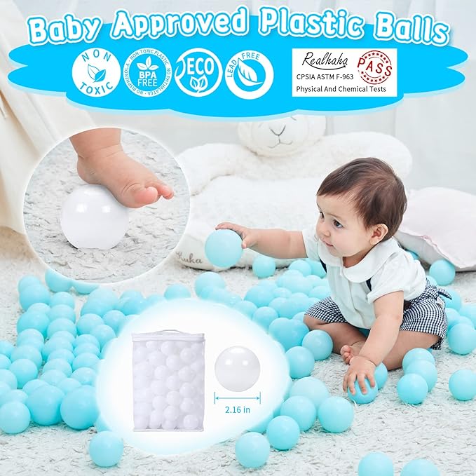 Realhaha Ball Pit Balls 50 100 200 500 Play Balls Plastic Balls for Baby Girls Toddlers Kids Play Tent Pool Playhouse Playpen Party Decoration