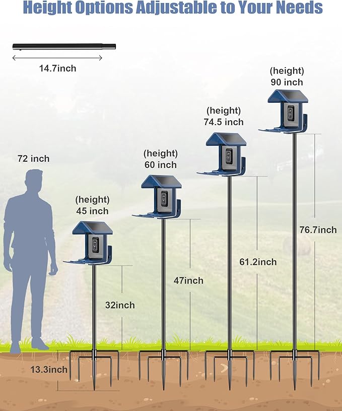 Bird Feeder Pole Stand – 90 Inch Height Feeding Station with 1-Inch Dia Heavy Duty for Hanging Feeders, Bird House Pole Mount Kit for Outdoor, Slip-Fit Connection