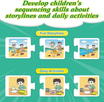 Sequencing Puzzle Cards,Sequence Board Game for Kids,Speech Therapy Materials for Autism,Storytelling,Social Skills,Sentence Building,Toddler Puzzles,Learning Activities,Classroom &Homeschool