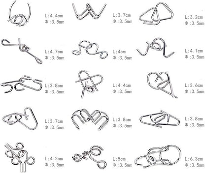 Ahyuan 15 Pieces IQ Test Mind Game Toys IQ Toys Brain Teaser Metal Wire Puzzles Magic Trick Toy Metal IQ Puzzle for Kids and Adults