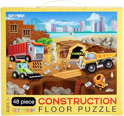 BLUE PANDA Construction Set - 48-Piece, 2 ft x 3 ft Floor Challenge - Preschool Learning & Hand Eye Coordination for Toddlers Ages 3-5