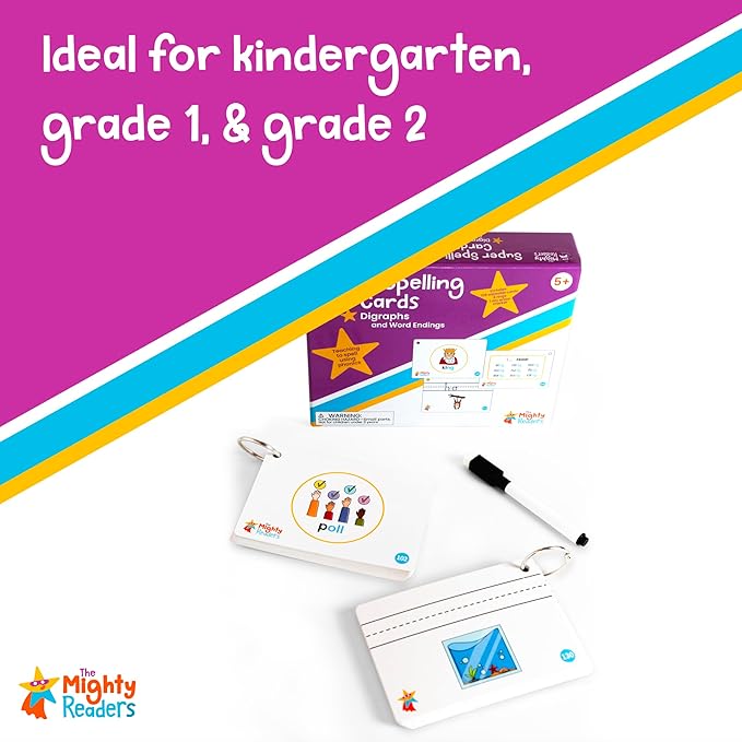 Super Spelling Cards: Digraphs and Word Endings Trigraphs Welded Sounds Phonics (Kindergarten to Grade 2)