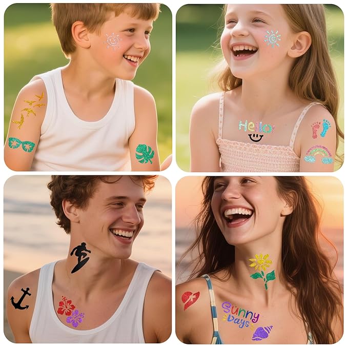 Yazhiji 167 PCS Temporary Tattoo Stencils for Kids, Face and Body Paint Stencils, Girl Boy Glitter Tattoos Pack for Kids Halloween School Show Birthdays Summer Christmas Party Favor Supplies