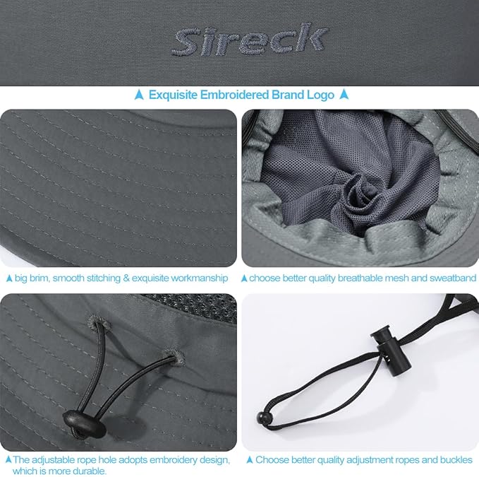 Fishing Hat, UPF50+ Wide Brim Sun Hat for Men Women, UV Protection Hiking Beach Bucket Hats Summer Safari Hat