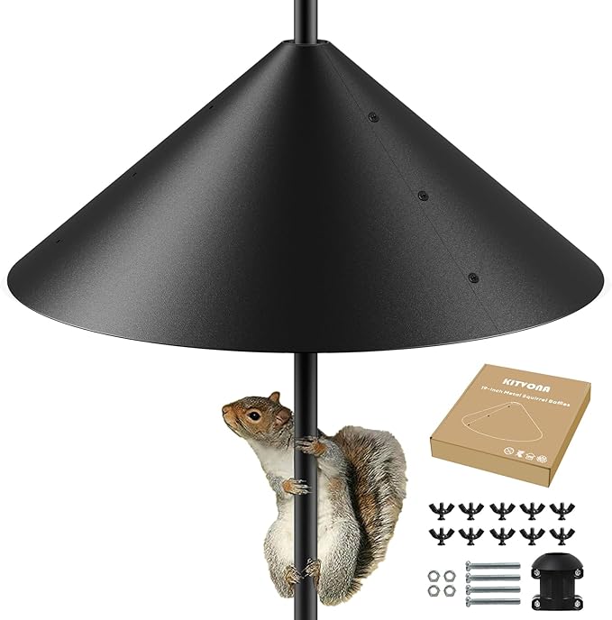 19 Inch Metal Squirrel Baffle for Bird Feeder Pole, Squirrel Proof for Bird Feeder, Bird House Guard for Shepherd’s Hook, Raccoon Stopper, Rust Chew Proof Heavy Duty
