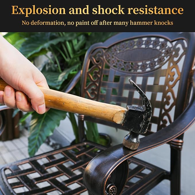 Outdoor Dining Chair Cast Aluminum Patio Chairs Set of 2 All-Weather Patio Dining Chair with Adjustable Feet for Backyard Garden (Die-Casting A Chair)