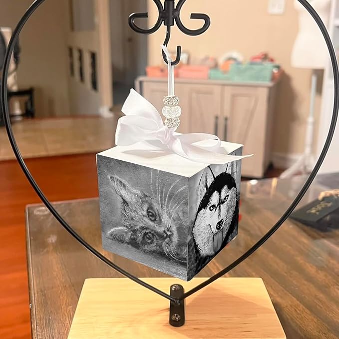 6 Packs Wooden Blocks for Crafts, 3.15 Inch Pine Wood Cubes, 8 x 8 x 8 cm Wooden Cubes for Paint, Stamp, Decorate, DIY Projects and Personalized Gifts,GNIEMCKIN.