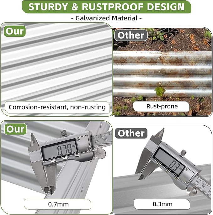 4x2x2ft (2 Pack) Raised Garden Bed - Galvanized Deep Root Planter Boxes Outdoor with Wing Nuts and Safety Edges for Gardening Vegetables, Flowers, Herbs, Succulents - Silver