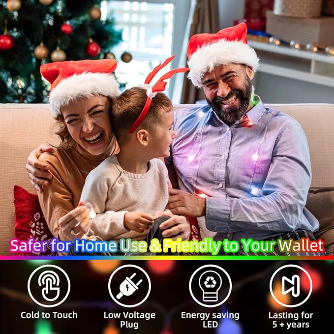 120 LED String Lights 40ft, 8 Lighting Modes Plug in Fairy String Lights for Bedroom Classroom Patio Garden Wedding Party Christmas Tree Outdoor Indoor Decorations Multicolor