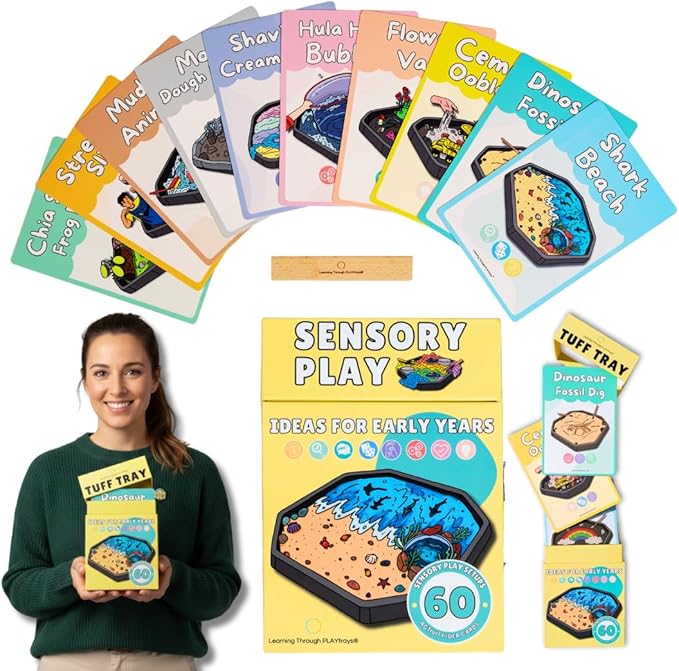 60 Sensory Play Idea Cards – Creativity for Kids Sensory Bin & Tuff Tray Activities | Preschool & Toddler Learning, Montessori, Homeschool & Classroom STEM Resource – by Learning Through PLAYtrays