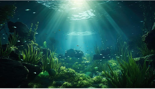 Underwater Fish Tank Background Under The Sea Aquarium Background Ocean Floor Aquatic Plants Fish Tank Backgrounds Deep Sea Sunray Tropical Aquarium Fish Reptile Tank Backgrounds 72x16in