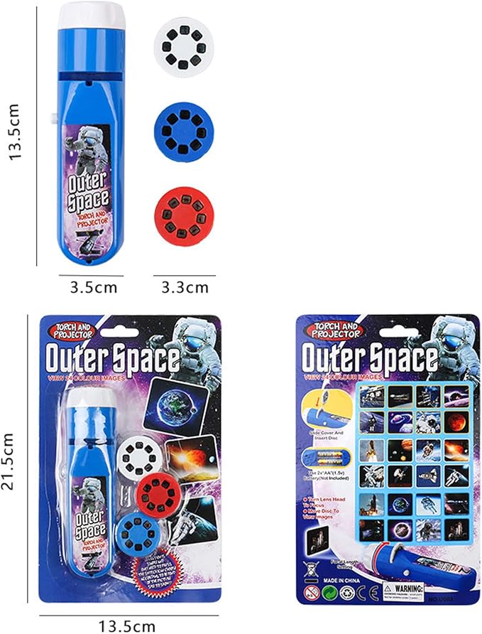 Georgie Porgy Slide Torch Projector Toys Flashlight for Kids Educational Solar System Planet Toys Science Set Wall Ceiling Tents Dino Night Lamp Gifts for Boys Girls (Outer Space + Dinosaur)