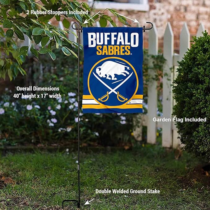 WinCraft Buffalo Sabres New Logo Garden Flag and Pole Stand Holder