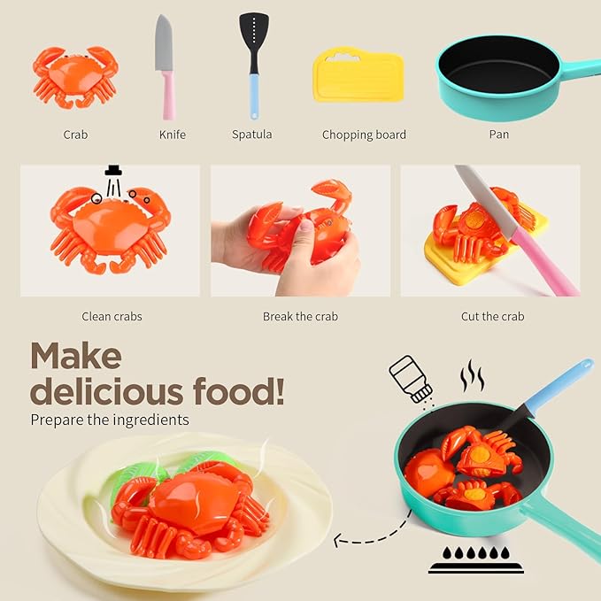 GILOBABY Play Kitchen Accessories, Play Food Sets for Kids Kitchen Playset with Pots and Pans Set, Cooking Utensils, Preschool Learning Education Toys for Toddlers, Birthday Gifts for Girls (Pink)