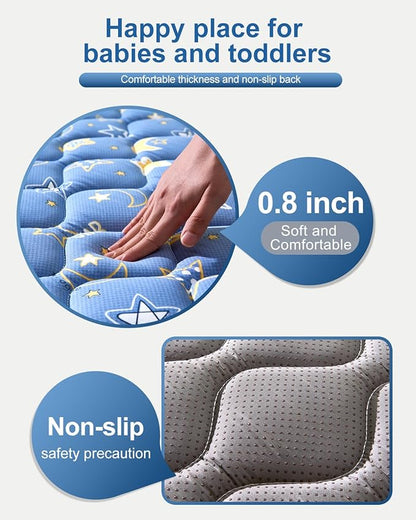 Odorless Premium Foam Baby Play Mat, Soft Microfiber Fabric Crawling Mat for Floor- Comfortable and Hypoallergenic, Non-Slip Cushioned Floor Playpen mat for Infants,Babies,Toddlers