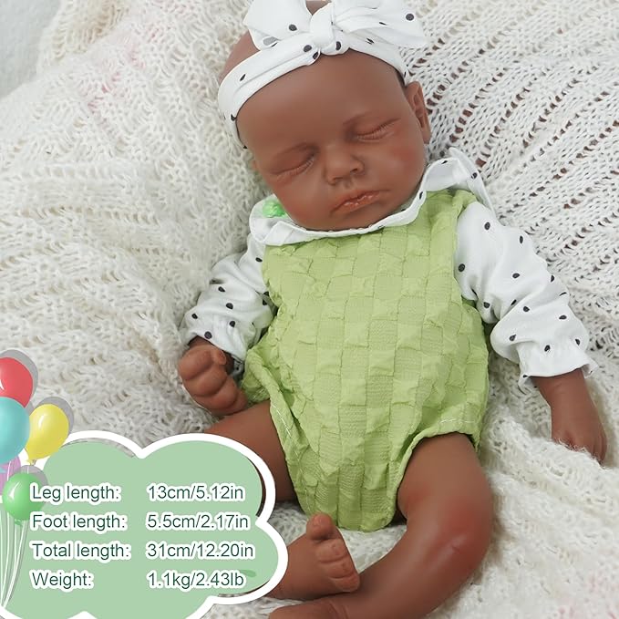 Girl 12.2 Inch, Full Silicone Baby Doll, Realistic Baby Dolls, Realistic Veins & Sleeping Pose, Not Vinyl, Reborn Baby Dolls Silicone Full Body, Gift Set