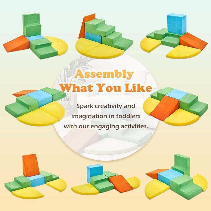 6 Pieces Climbing Toys for Toddlers, Climb & Crawl Soft Foam Block Activity Play Set, Foam Play Gym Climbing Blocks, Toddler Climbing Toy Indoor, Soft Foam Toys for Kids Crawling and Sliding