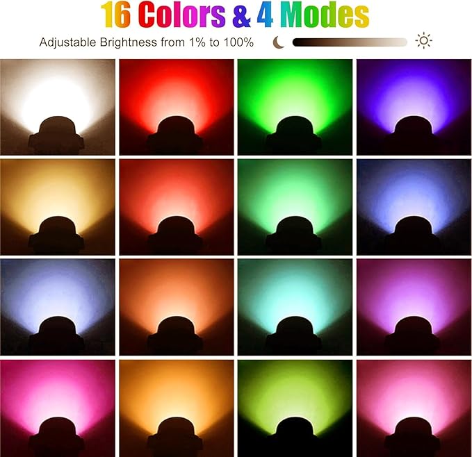 RGBW Spotlight Outdoor 12W LED Warm White Landscape Lights 120V Landscape Lighting with 3-Pin US Plug Waterproof Spot Lights Outdoor for Yard Garden Patio Lawn Decorative(2Pack)