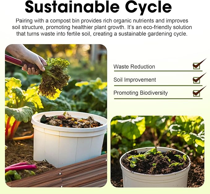 4x2x1ft Oval Galvanized Raised Garden Bed Outdoor 9-in-1 Large Metal Modular Planter Box Raised Beds for Gardening,Vegetables,Fruits,Flowers & Herbs (Brown)