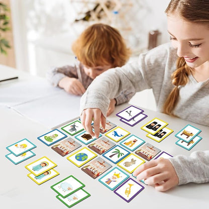 gisgfim 50 Pairs Memory Matching Game Bible Concentration Memory Card Games for Kids Educational A Fun & Fast Christian Bible VBS 2025 Easter Biblical Theme Matching Games