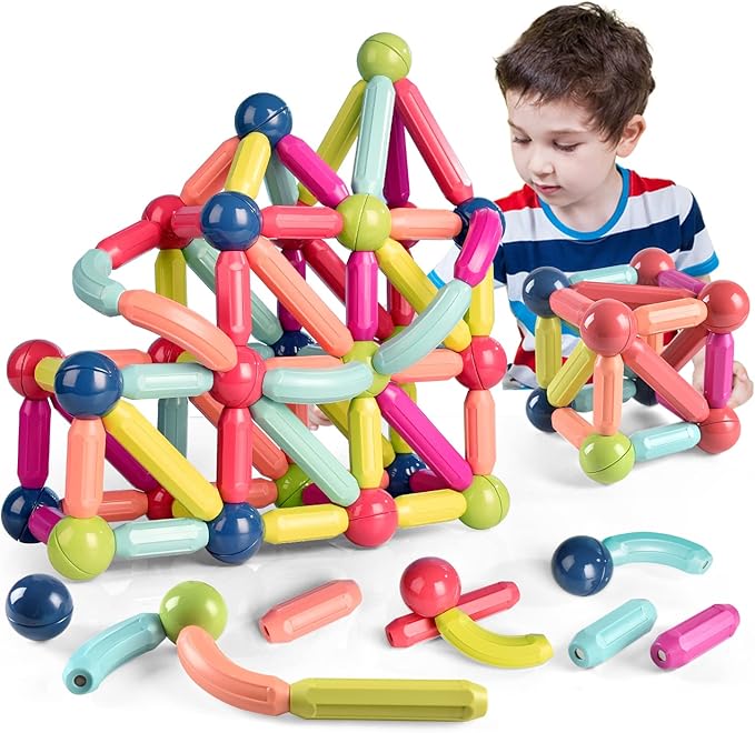 Magnetic Balls and Rods Set, Magnet Building Set, Magnetic Balls and Sticks - Featuring Safe, Extra-Strong, Montessori Toys STEM Stacking Toys for Boys & Girls 3+ (42 PCS)