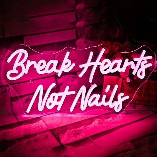 Break Heart Not Nails Neon Sign for Wall Decor,Neon Light Pink LED Neon Light for Bedroom Nails Salon Beauty Room Shop Decoration Gift