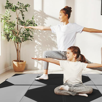 Giantex 4'x10'x 2" Gymnastics Mat, 4-Panel Folding Aerobics Exercise Mat w/Hook & Loop Fastener, Carrying Handle, Portable Tumbling Mat for Stretching Yoga Cheerleading Martial Arts